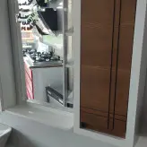 ست کابین و اینه باکس رنگ چام و روشویی با سنگ طبیعی توکار سیمکان(ارسال به صورت پس کرایه)