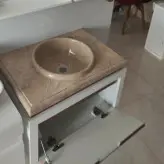ست کابین و اینه باکس رنگ چام و روشویی با سنگ طبیعی توکار سیمکان(ارسال به صورت پس کرایه)