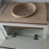 ست کابین و اینه باکس رنگ چام و روشویی با سنگ طبیعی توکار سیمکان(ارسال به صورت پس کرایه)