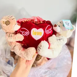 عروسک طرح خرس تدی مدل قلب بدست کد 110 ارتفاع 14 سانتی‌متر