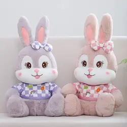 عروسک طرح خرگوش مدل لباس چهارخونه کد JIMI110 ارتفاع 40 سانتی‌متر