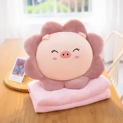 عروسک طرح خوک بالشتی مدل آفتابگردان کد JIMI110 طول 50 سانتی‌ متر به همراه پتو