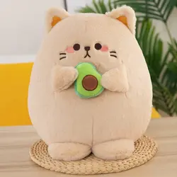 عروسک طرح گربه آوکادو مدل Kawaii Avocado Cat ارتفاع 24 سانتی‌متر