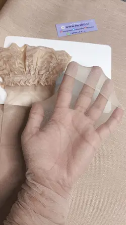 جوراب بالا زانو شیشه ای گیپور دار و ژله دار وارداتی