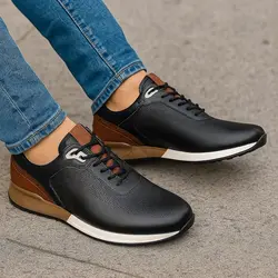 کفش روزمره مردانه مدل چرم طبیعی کد 0066 رنگ مشکی