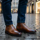 نیم بوت مردانه مدل چرم طبیعی کد 0038 رنگ عسلی