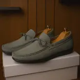 کفش کالج مردانه مدل چرم طبیعی کد 00012 رنگ طوسی