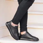 کفش روزمره مردانه مدل چرم طبیعی کد 0046 رنگ مشکی