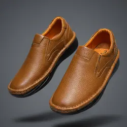 کفش طبی مردانه چرم طبیعی کد 0011t.k رنگ عسلی بی بند