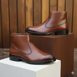 نیم بوت مردانه مدل چرم طبیعی کد 0042 رنگ عسلی