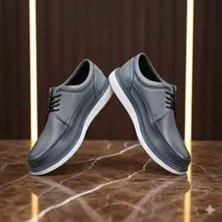 کفش روزمره مردانه چرم طبیعی کد 0013t.k رنگ طوسی