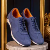 کفش روزمره مردانه مدل چرم طبیعی کد 0064 رنگ آبی