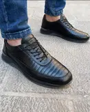 کفش روزمره مردانه مدل چرم طبیعی کد۰۰۱۵رنگ مشکی