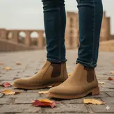 نیم بوت مردانه مدل چرم طبیعی کد 0039 رنگ فیلی