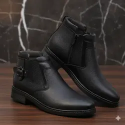 نیم بوت مردانه مدل چرم طبیعی کد0044 رنگ مشکی