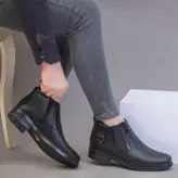 نیم بوت مردانه مدل چرم طبیعی کد0044 رنگ مشکی