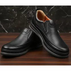 کفش طبی مردانه مدل چرم طبیعی کد 0078 رنگ مشکی