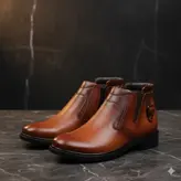 نیم بوت مردانه مدل چرم طبیعی کد 0044 رنگ عسلی