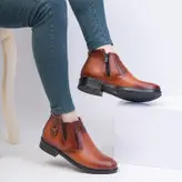 نیم بوت مردانه مدل چرم طبیعی کد 0044 رنگ عسلی