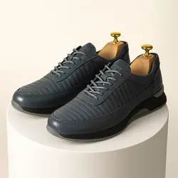 کفش روزمره مردانه مدل چرم طبیعی کد۰۰۱۵ رنگ طوسی