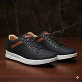 کفش روزمره مردانه چرم طبیعی کد 0018t.k رنگ خاکستری