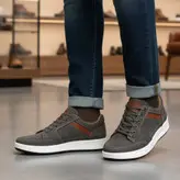 کفش روزمره مردانه چرم طبیعی کد 0018t.k رنگ طوسی