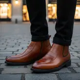 نیم بوت مردانه مدل چرم طبیعی کد 0037 رنگ عسلی