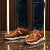 کفش روزمره مردانه مدل چرم طبیعی کد00131t.k رنگ عسلی