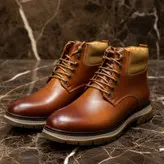 نیمبوت مردانه چرم طبیعی کد 00160t.k رنگ عسلی