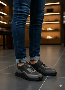 کفش روزمره مردانه چرم طبیعی کد 008t.k رنگ مشکی