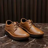 کفش طبی مردانه مدل چرم طبیعی کد 00120t.k رنگ عسلی