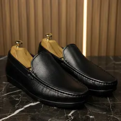 کالج مردانه مدل چرم طبیعی کد 00017t.k رنگ مشکی