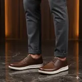 کفش روزمره مردانه مدل چرم طبیعی کد 00118t.k رنگ عسلی