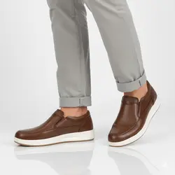 کفش روزمره مردانه مدل چرم طبیعی کد 00117t.k رنگ عسلی