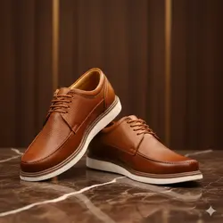 کفش روزمره مردانه چرم طبیعی کد 0013t.k رنگ عسلی