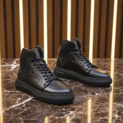 نیمبوت مردانه چرم طبیعی کد 00158t.k رنگ مشکی