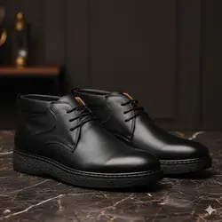 نیم بوت مردانه مدل چرم طبیعی کد 0036 رنگ مشکی