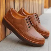 کفش طبی مردانه مدل چرم طبیعی بندی کد 0032 رنگ عسلی