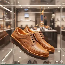 کفش طبی مردانه مدل چرم طبیعی بندی کد 0032 رنگ عسلی
