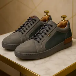 کفش روزمره مردانه مدل چرم طبیعی کد 0076 رنگ طوسی