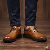 کفش روزمره مردانه مدل چرم طبیعی کد 0033 رنگ عسلی