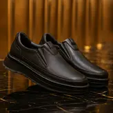 کفش طبی مردانه مدل چرم طبیعی کشی کد 0031 رنگ مشکی