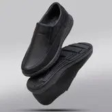 کفش روزمره مردانه چرم طبیعی کد 0010t.k رنگ مشکی بی بند