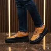 کفش روزمره مردانه مدل چرم طبیعی کد 00133t.k رنگ عسلی