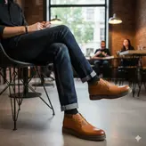 نیم بوت مردانه مدل چرم طبیعی کد 0036 رنگ عسلی