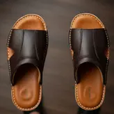 صندل مردانه مدل چرم طبیعی کد 05 رنگ قهوه ای