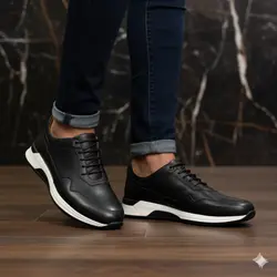 کفش روزمره مردانه مدل چرم طبیعی کد 0081 رنگ مشکی