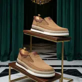 کفش طبی مردانه مدل چرم طبیعی کد 0078 رنگ نسکافه ای