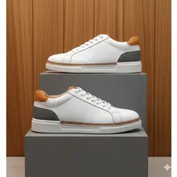 کفش روزمره مردانه چرم طبیعی کد 0016t.k رنگ سفید