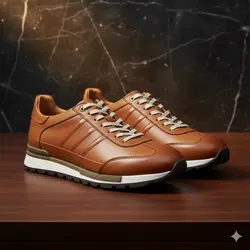 کفش روزمره مردانه مدل چرم طبیعی کد 0070 رنگ عسلی